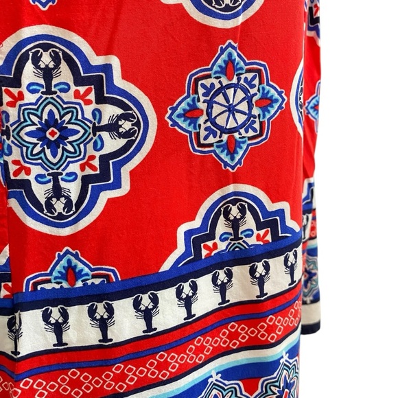 Crown & Ivy Bold Red and Blue Coastal Boating Blouse Lobster size M sleeveless - Picture 7 of 8